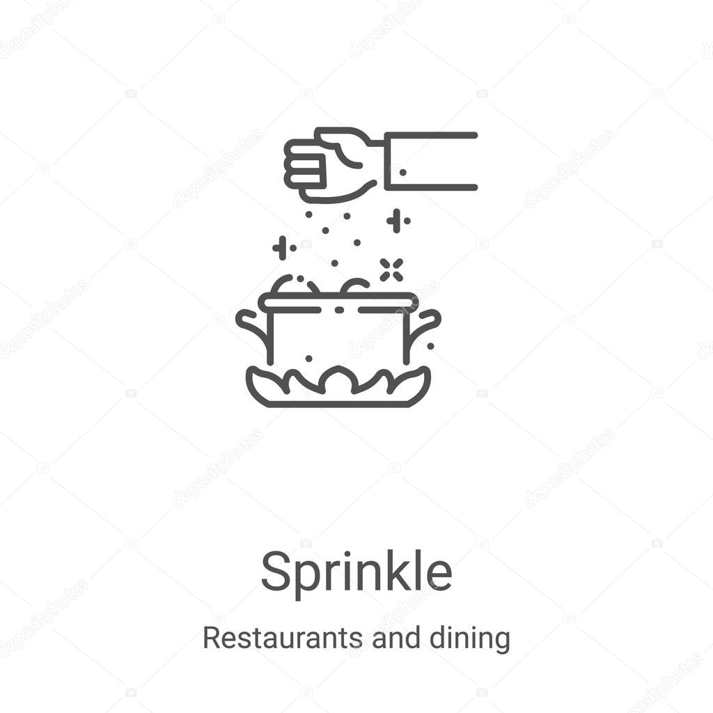 sprinkle icon vector from restaurants and dining collection. Thin line sprinkle outline icon vector illustration. Linear symbol for use on web and mobile apps, logo, print media