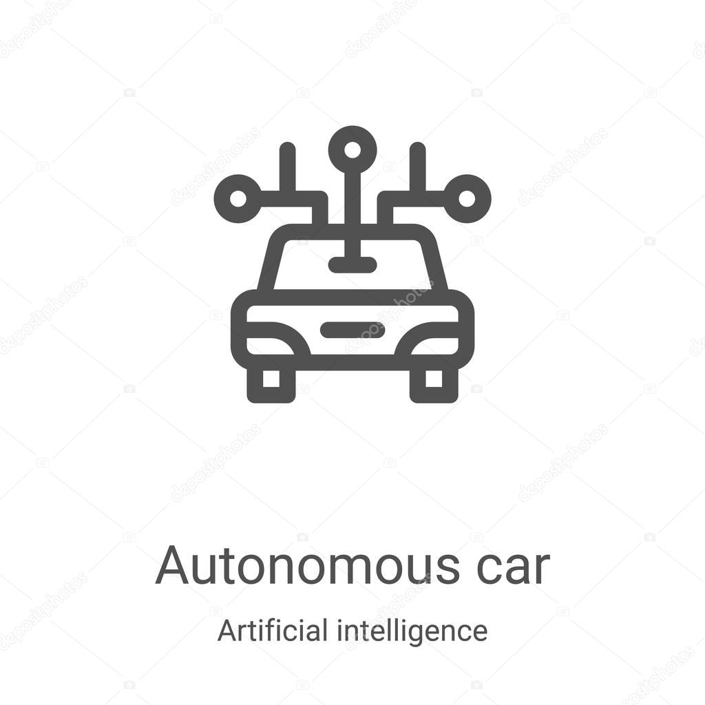 autonomous car icon vector from artificial intelligence collection. Thin line autonomous car outline icon vector illustration. Linear symbol for use on web and mobile apps, logo, print media
