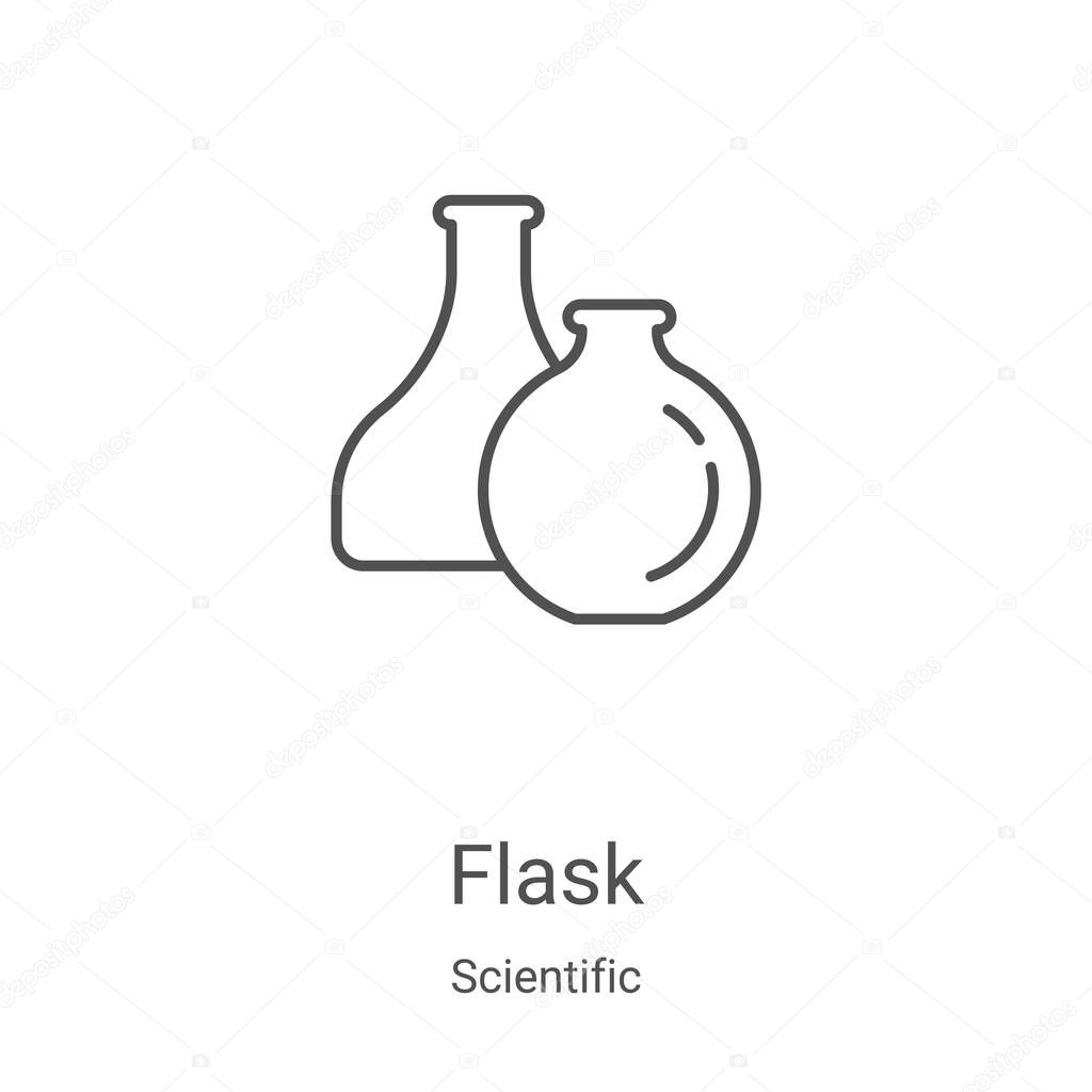 flask icon vector from scientific collection. Thin line flask outline icon vector illustration. Linear symbol for use on web and mobile apps, logo, print media