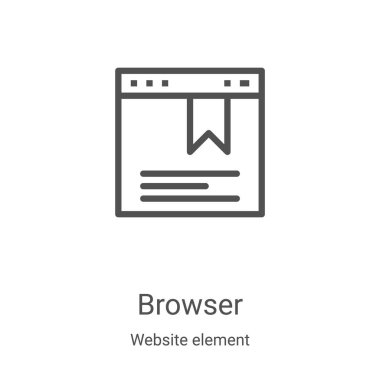 Web sitesi element koleksiyonundan tarayıcı simgesi vektörü. İnce çizgi tarayıcı taslağı ikon vektör illüstrasyonu. Web ve mobil uygulamalarda kullanmak için doğrusal sembol, logo, yazdırma ortamı