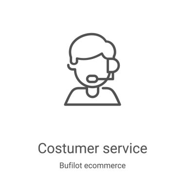 Bufilot ekommerce koleksiyonundan kostumer servis simgesi vektörü. İnce çizgi kostüm hizmeti taslağı ikon vektör illüstrasyonu. Web ve mobil uygulamalarda kullanmak için doğrusal sembol, logo, yazdırma ortamı