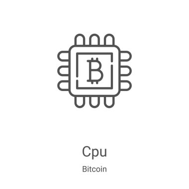 Bitcoin koleksiyonundan Cpu simgesi vektörü. İnce çizgi Cpu taslağı ikon vektör illüstrasyonu. Web ve mobil uygulamalarda kullanmak için doğrusal sembol, logo, yazdırma ortamı