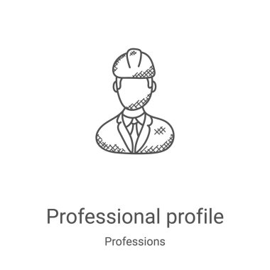Meslek koleksiyonundan profesyonel profil ikonu vektörü. İnce çizgi profesyonel profil taslağı ikon vektör illüstrasyonu. Web ve mobil uygulamalarda kullanmak için doğrusal sembol, logo, yazdırma ortamı