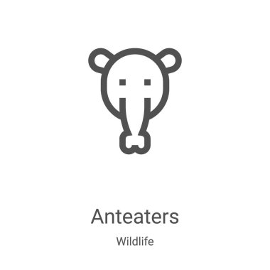 Vahşi yaşam koleksiyonundan karıncayiyen ikonu vektörü. İnce çizgi karıncayiyenleri ikon vektör illüstrasyonunu özetliyor. Web ve mobil uygulamalarda kullanmak için doğrusal sembol, logo, yazdırma ortamı