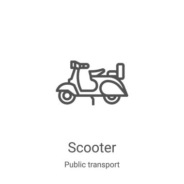 Toplu taşıma koleksiyonundan mobilet ikonu vektörü. İnce çizgi scooter taslağı ikon vektör illüstrasyonu. Web ve mobil uygulamalarda kullanmak için doğrusal sembol, logo, yazdırma ortamı
