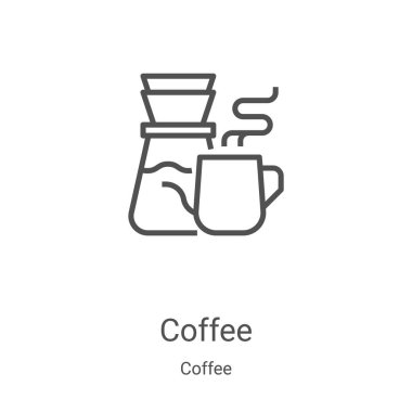 Kahve koleksiyonundan kahve ikonu vektörü. İnce çizgi kahve taslağı ikon vektör çizimi. Web ve mobil uygulamalarda kullanmak için doğrusal sembol, logo, yazdırma ortamı