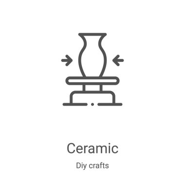 diy zanaat koleksiyonundan seramik ikon vektörü. İnce seramik ana hatlı ikon vektör çizimi. Web ve mobil uygulamalarda kullanmak için doğrusal sembol, logo, yazdırma ortamı