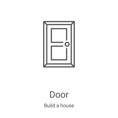 Ev koleksiyonu için kapı ikonu vektörü. İnce çizgi dış hatlı ikon vektör çizimi. Web ve mobil uygulamalarda kullanmak için doğrusal sembol, logo, yazdırma ortamı