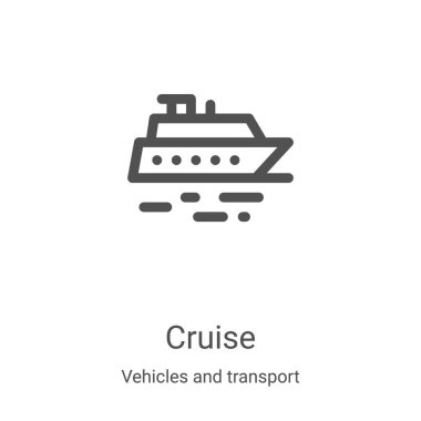 Araçlardan ve nakliye koleksiyonundan seyahat ikonu vektörü. İnce çizgili seyahat taslağı ikon vektör illüstrasyonu. Web ve mobil uygulamalarda kullanmak için doğrusal sembol, logo, yazdırma ortamı