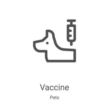 Hayvan koleksiyonundan aşı ikonu vektörü. İnce çizgi aşısı ana hatları ikon vektör çizimi. Web ve mobil uygulamalarda kullanmak için doğrusal sembol, logo, yazdırma ortamı