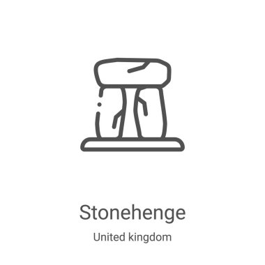Birleşik Krallık koleksiyonundan stonehenge ikon vektörü. İnce çizgi stonehenge ana hatları ikon vektör illüstrasyonu. Web ve mobil uygulamalarda kullanmak için doğrusal sembol, logo, yazdırma ortamı