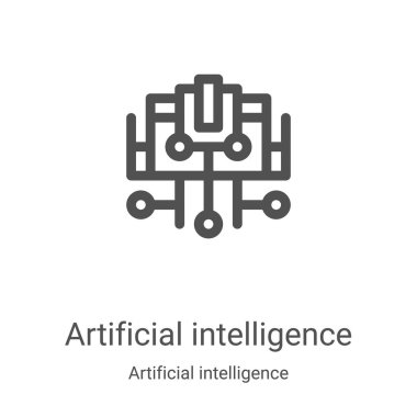 Yapay zeka kolleksiyonundan yapay zeka ikonu vektörü. İnce çizgi yapay zeka ana hatları ikon vektör çizimi. Web ve mobil uygulamalarda kullanım için doğrusal sembol, logo,