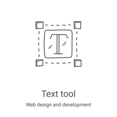 Web tasarım ve geliştirme koleksiyonundan metin aracı ikon vektörü. İnce satır metin aracı ana hatları ikon vektör illüstrasyonu. Web ve mobil uygulamalarda kullanmak için doğrusal sembol, logo, yazdırma ortamı