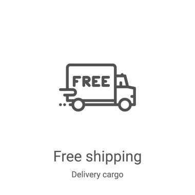 Teslimat kargo koleksiyonundan ücretsiz nakliye ikonu vektörü. İnce çizgi serbest nakliye ana hatları ikon vektör illüstrasyonu. Web ve mobil uygulamalarda kullanmak için doğrusal sembol, logo, yazdırma ortamı