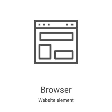 Web sitesi element koleksiyonundan tarayıcı simgesi vektörü. İnce çizgi tarayıcı taslağı ikon vektör illüstrasyonu. Web ve mobil uygulamalarda kullanmak için doğrusal sembol, logo, yazdırma ortamı
