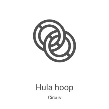 Hula hoop ikon vektörü sirk koleksiyonundan. İnce hula hoop ana hatlı ikon vektör çizimi. Web ve mobil uygulamalarda kullanmak için doğrusal sembol, logo, yazdırma ortamı