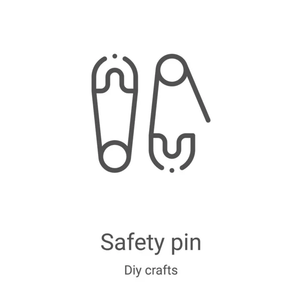 Vector de icono de pin de seguridad de la colección de artesanía bricolaje. Ilustración vectorial de contorno de pin de seguridad de línea delgada. Símbolo lineal para su uso en aplicaciones web y móviles, logotipo, medios impresos — Vector de stock