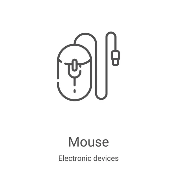 Vector icono del ratón de la colección de dispositivos electrónicos. Línea delgada ratón contorno icono vector ilustración. Símbolo lineal para su uso en aplicaciones web y móviles, logotipo, medios impresos — Archivo Imágenes Vectoriales