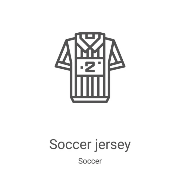Vector icono camiseta de fútbol de la colección de fútbol. Línea delgada camiseta de fútbol esquema icono ilustración vectorial. Símbolo lineal para su uso en aplicaciones web y móviles, logotipo, medios impresos — Vector de stock