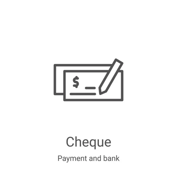 Schecksymbolvektor aus Zahlung und Bankeinzug. Thin Line Cheque Outline Icon Vektor Illustration. Lineares Symbol für Web- und Mobile-Apps, Logo, Printmedien — Stockvektor