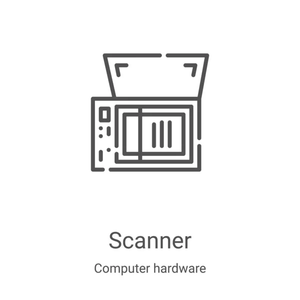 컴퓨터 하드웨어 컬렉션의 스캐너 벡터. 얇은 선 스캐너 윤곽 아이콘 벡터 일러스트. 웹 과 모바일 앱에 사용하기 위한 선형 심볼, 로고, 인쇄 미디어 — 스톡 벡터