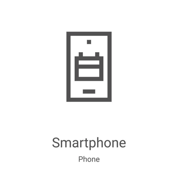 スマートフォンのアイコンベクトルです細い線型スマートフォンアイコンベクトルイラスト。Webやモバイルアプリ、ロゴ、印刷メディアで使用するための線形シンボル — ストックベクタ