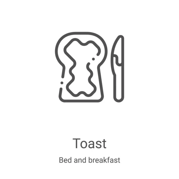 Vettore icona toast dalla collezione bed and breakfast. Illustrazione vettoriale dell'icona del contorno del brindisi sottile. Simbolo lineare per l'utilizzo su applicazioni web e mobili, logo, supporti di stampa — Vettoriale Stock