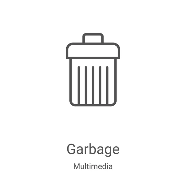 Garbage icon vector from multimedia collection. Thin line garbage outline icon vector illustration. Linear symbol for use on web and mobile apps, logo, print media — Stock Vector