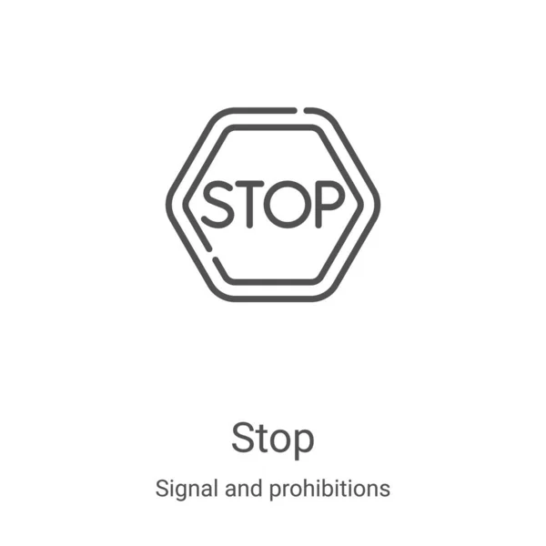 Stoppa ikonen vektor från signal och förbud samling. Tunn linje stopp kontur ikon vektor illustration. Linjär symbol för användning på webben och mobilappar, logotyp, tryckta medier — Stock vektor