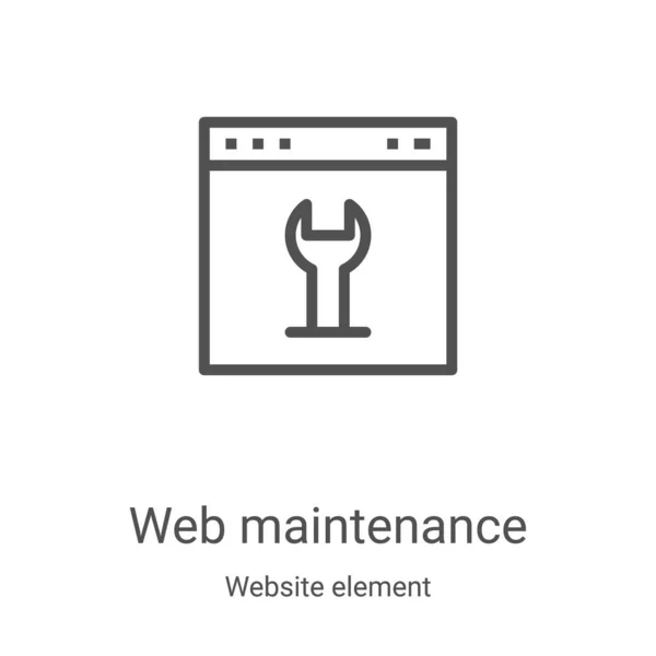Vector icono de mantenimiento web de la colección de elementos del sitio web. Línea delgada de mantenimiento web esquema icono vector ilustración. Símbolo lineal para su uso en aplicaciones web y móviles, logotipo, medios impresos — Vector de stock