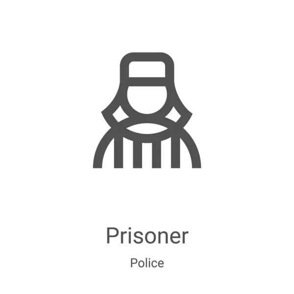 警察コレクションの囚人アイコンベクター。細い線の囚人のアウトラインアイコンのベクトルイラスト。Webやモバイルアプリ、ロゴ、印刷メディアで使用するための線形シンボル — ストックベクタ