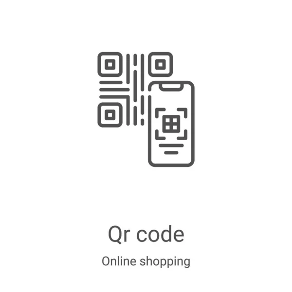 Вектор значка qr кода из коллекции онлайн-покупок. Тонкая строка qr кода начерчивает иконку вектора иллюстрации. Линейный символ для использования в веб и мобильных приложениях, логотипе, печатных СМИ — стоковый вектор