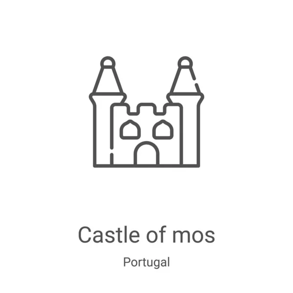 Castillo de mos vector icono de la colección portugal. Línea delgada castillo de mos contorno icono de ilustración vectorial. Símbolo lineal para su uso en aplicaciones web y móviles, logotipo, medios impresos — Vector de stock