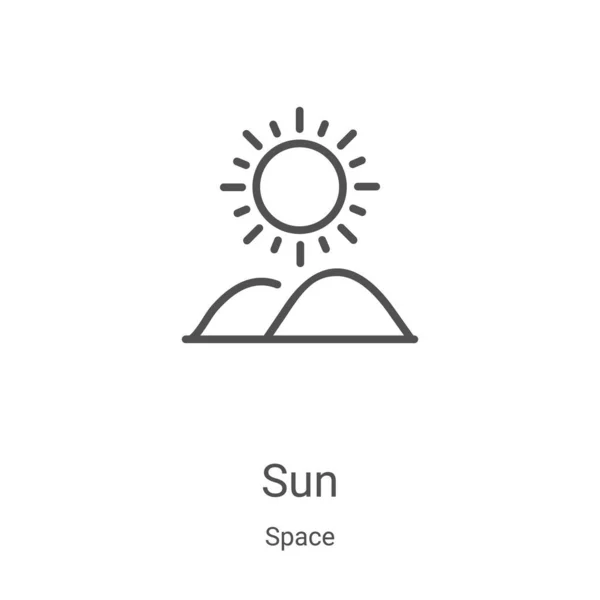 Sonnensymbolvektor aus der Weltraumsammlung. dünne Linie Sonne umreißt Symbol Vektor Illustration. Lineares Symbol für Web- und Mobile-Apps, Logo, Printmedien — Stockvektor