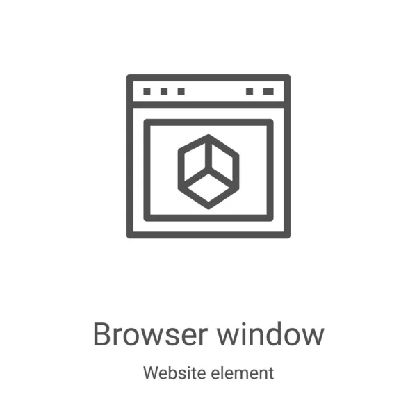 Vetor de ícone de janela do navegador da coleção de elementos do site. Linha fina janela do navegador esboço ícone vetor ilustração. Símbolo linear para uso em aplicativos web e móveis, logotipo, mídia impressa — Vetor de Stock