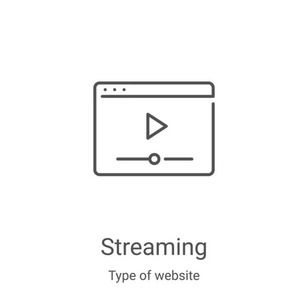 Vector de icono de streaming de tipo de colección de sitios web. Ilustración de vectores de iconos de línea delgada. Símbolo lineal para su uso en aplicaciones web y móviles, logotipo, medios impresos — Archivo Imágenes Vectoriales