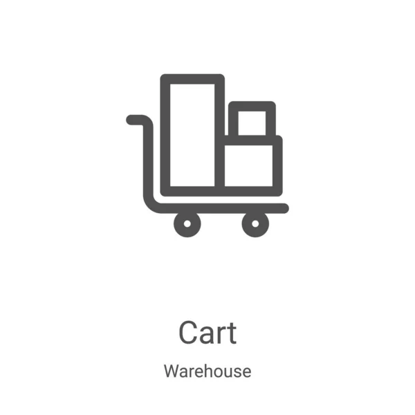 Panier icône vecteur de la collecte de l'entrepôt. Illustration vectorielle d'icône de contour de chariot mince ligne. Symbole linéaire pour utilisation sur applications web et mobiles, logo, médias imprimés — Image vectorielle