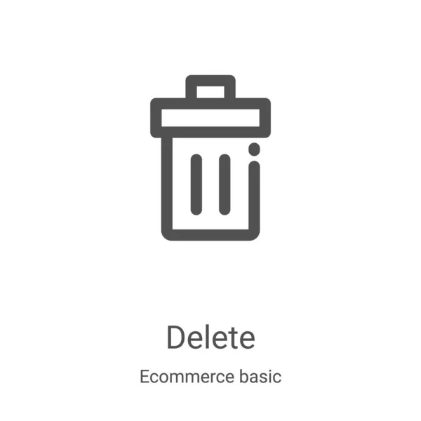 Delete icon vector from ecommerce basic collection. Thin line delete outline icon vector illustration. Linear symbol for use on web and mobile apps, logo, print media — Stock Vector