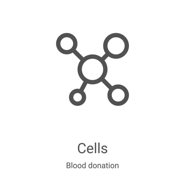 Vector icono de células de la colección de donación de sangre. Las celdas de línea delgada delinean la ilustración de vectores de iconos. Símbolo lineal para su uso en aplicaciones web y móviles, logotipo, medios impresos — Vector de stock