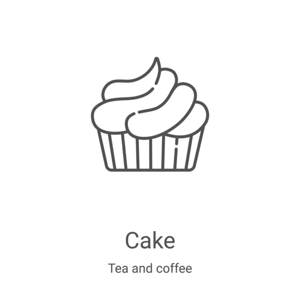 Vettore icona torta dalla collezione di tè e caffè. Linea sottile torta contorno icona vettoriale illustrazione. Simbolo lineare per l'utilizzo su applicazioni web e mobili, logo, supporti di stampa — Vettoriale Stock