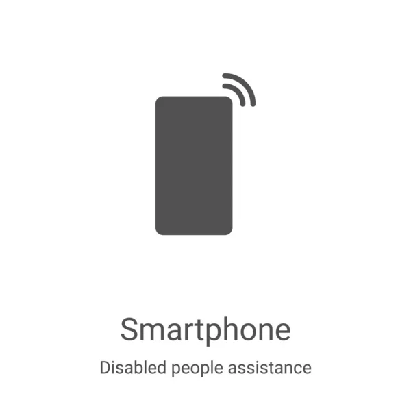 Engelli insanların yardım koleksiyonundan akıllı telefon simgesi vektörü. İnce çizgili akıllı telefon taslağı ikon vektör çizimi. Web ve mobil uygulamalarda kullanmak için doğrusal sembol, logo, yazdırma ortamı — Stok Vektör