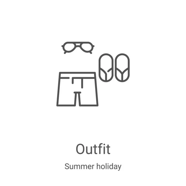 Vetor de ícone de roupa da coleção de férias de verão. Linha fina Outfit esboço ícone vetor ilustração. Símbolo linear para uso em aplicativos web e móveis, logotipo, mídia impressa — Vetor de Stock