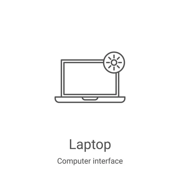 Laptop vetor ícone da coleção de interface do computador. Linha fina laptop esboço ícone vetor ilustração. Símbolo linear para uso em aplicativos web e móveis, logotipo, mídia impressa — Vetor de Stock
