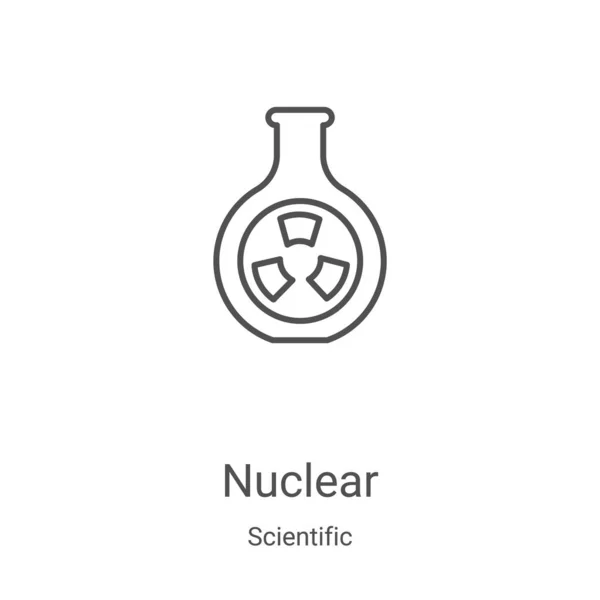 Vector de icono nuclear de la colección científica. Ilustración de vectores de iconos de esquema nuclear de línea delgada. Símbolo lineal para su uso en aplicaciones web y móviles, logotipo, medios impresos — Vector de stock