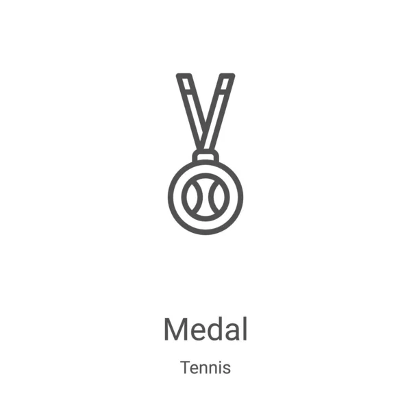 Tenis koleksiyonundan madalya ikonu vektörü. İnce çizgi madalya ana hatları ikon vektör illüstrasyonu. Web ve mobil uygulamalarda kullanmak için doğrusal sembol, logo, yazdırma ortamı — Stok Vektör