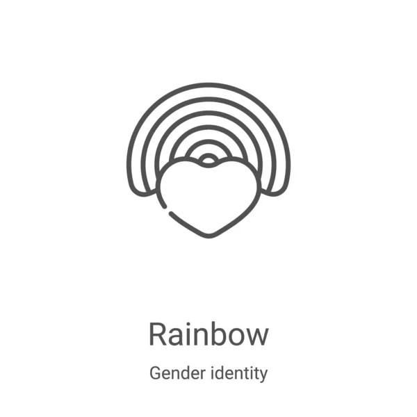 Vector de icono de arco iris de colección de identidad de género. Ilustración vectorial delgada línea arco iris contorno icono. Símbolo lineal para su uso en aplicaciones web y móviles, logotipo, medios impresos — Archivo Imágenes Vectoriales