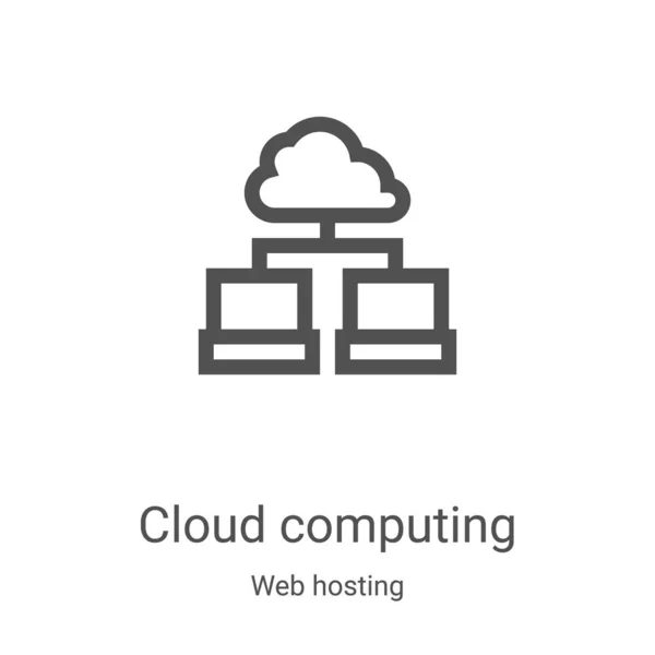 Wektor ikony cloud computing z kolekcji hostingu. Cienki zarys chmury obliczeniowej ilustracji wektora ikony. Symbol liniowy do stosowania w aplikacjach internetowych i mobilnych, logo, mediach drukowanych — Wektor stockowy
