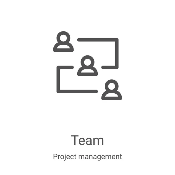 Team icon vector uit project management collectie. Dunne lijn team schets pictogram vector illustratie. Lineair symbool voor gebruik op web- en mobiele apps, logo, printmedia — Stockvector