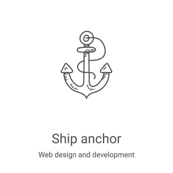 Vector de icono de ancla nave de diseño web y colección de desarrollo. Ilustración de vector de icono de contorno de barco de línea delgada. Símbolo lineal para su uso en aplicaciones web y móviles, logotipo, medios impresos — Vector de stock