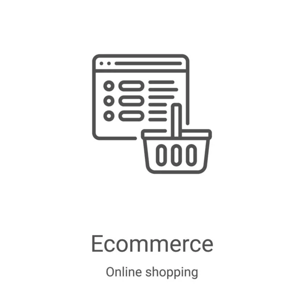 Ecommerce vector icono de la colección de compras en línea. Ilustración de vectores de iconos de esquema de comercio electrónico en línea delgada. Símbolo lineal para su uso en aplicaciones web y móviles, logotipo, medios impresos — Vector de stock
